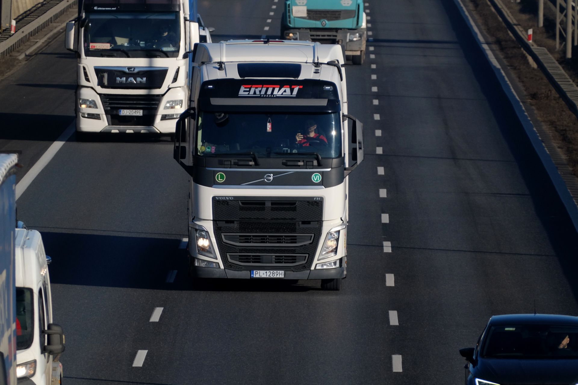 Heavy duty trucks on the highway