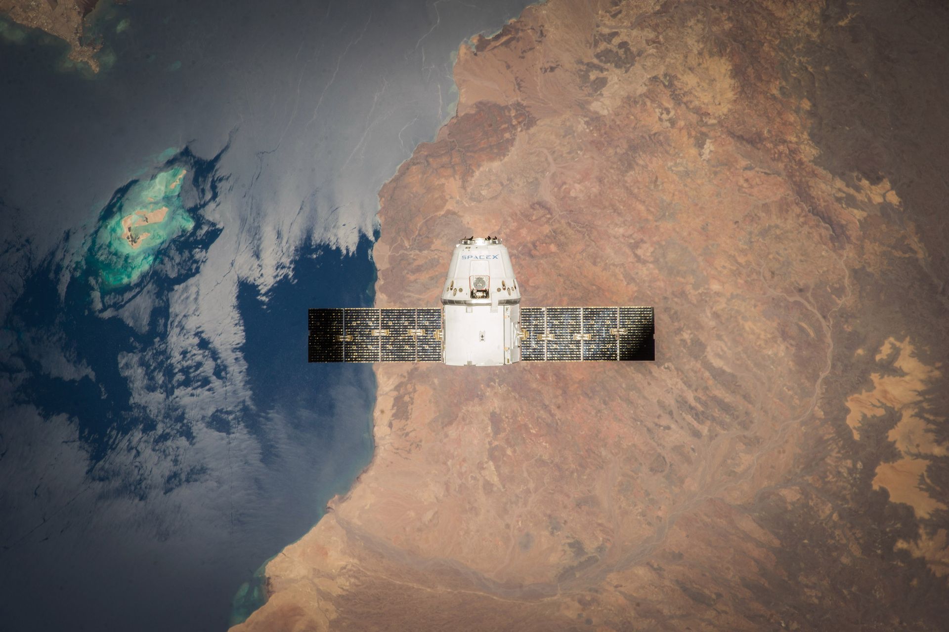 Satellite in orbit above Earth
